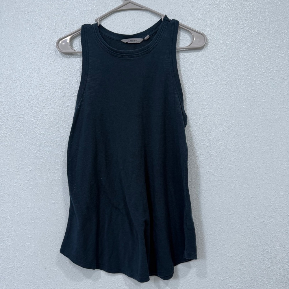 Athleta Breezy Tank Top Navy Blue Modal Blend Racerback High Neck Womens Medium
